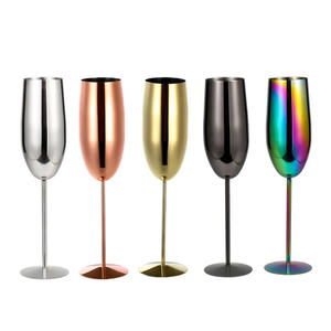 Preço de fábrica 250ml Vidro De Vinho Tinto Aço Inoxidável Antique champagne Flautas De Vidro Copo De Flauta Cálices Ativos - Product Image 1