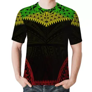 Pengiriman Drop Kaus Hitam Tidak Ada Minimum Pola Suku Tradisional Polynesia Desain Mewah Ukuran Besar 5XL Kaus Kosong Dalam Jumlah Besar