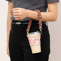 Funda Protectora para Vaso de Lona Portátil con Estampado de Dibujos Animados, Elegante y Ideal para Viajes, Diseño de Nube para Chicas