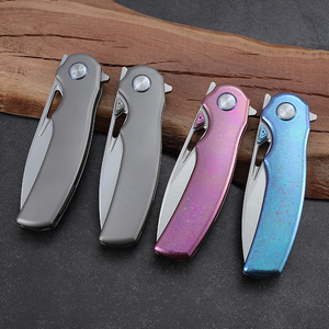 Hongrui S35V hoja de acero aleación de titanio caza al aire libre <span class=keywords><strong>cuchillo</strong></span> de bolsillo plegable de alta calidad DIY con soporte de personalización OEM - Product Image 6