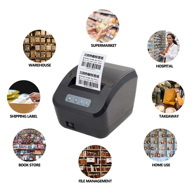 20Mm Tot 80Mm Desktop Barcode Label Barcode Printer Voor Supermarkt Thermische Label Printer