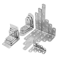 Support d'angle moderne en acier inoxydable épaissi, finition argentée, 90 degrés, en forme de L, pour armoire, table, meuble multi-usage