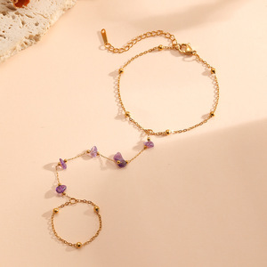 Pulsera <span class=keywords><strong>de</strong></span> cadena <span class=keywords><strong>de</strong></span> cuentas <span class=keywords><strong>de</strong></span> piedra al por mayor con dijes <span class=keywords><strong>de</strong></span> <span class=keywords><strong>acero</strong></span> <span class=keywords><strong>inoxidable</strong></span> chapado en oro <span class=keywords><strong>de</strong></span> 18k PVD para mujer, impermeable, para aniversario - Product Image 1