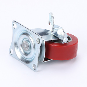 Maroon Pu Swivel <b>Caster</b> 1.5 Inch Plate Mount Industrial Furniture <b>Casters</b> Durable Plain Bearing Metal <b>Wheel</b> - Product Image 3