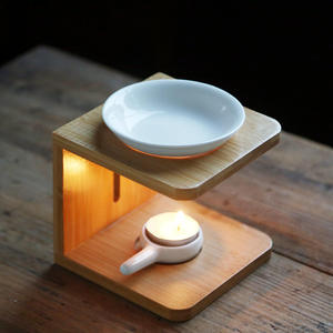 Dekoration Aushöhlen Blumen Bambus Rahmen Keramik Ätherisches Öl Brenner Diffusor Tee licht halter Aroma therapie Öl wärmer - Product Image 5