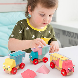 Gioco Educativo Prescolare per Bambini, Puzzle con <span class=keywords><strong>Blocchi</strong></span> di Legno <span class=keywords><strong>Colorati</strong></span>, Modellino di Camion in Scala 1:8 da Assemblare - Product Image 3