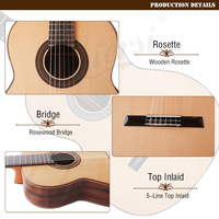 Gitar Klasik Vintage Aiersi Brand Suara Luar Biasa Kelas Atas dengan Top Spruce Jerman Solid dan Body Rosewood