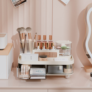 Cosmetic Storage Box Transparent Drawer Organizer Rotating Makeup Holder For Desktop Use - Product Image 2