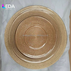 Assiette Ronde en Verre Transparent LEDA, Écologique, Bord Doré, 33CM, Style Moderne, Idéale pour la Décoration de Mariage – Vente Directe Usine - Product Image 5