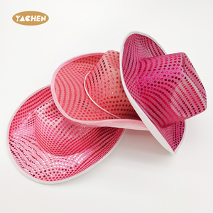 Yachen Đảng mới lạ lấp lánh <span class=keywords><strong>sequin</strong></span> Disco Cowgirl hat <span class=keywords><strong>sequin</strong></span> cao bồi bên hat cho trang phục ăn mặc phụ kiện bên - Product Image 1