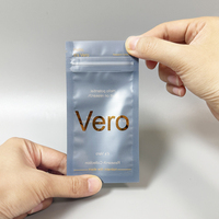 Sachets plats personnalisés imprimés, transparents avec estampage à chaud doré, scellés sur 3 côtés, avec fermeture éclair refermable, sacs d'emballage en plastique refermables