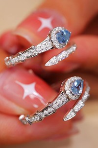 Anillos de Regalo de Boda de Oro de 18K con Forma de Serpiente y Diamantes de Aguamarina Natural de Lujo para Niños, Xinfly Au750, Personalizables - Product Image 6