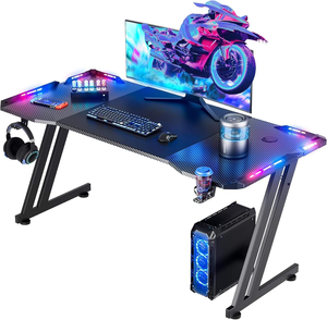 Escritorio <span class=keywords><strong>Gamer</strong></span> Ergonómico para Computadora Portátil de 1.2/1.4/1.6M con Iluminación LED RGB y Estantes para Monitor - Product Image 2