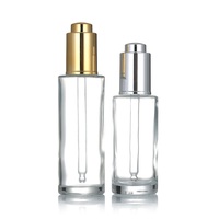 Flacon compte-gouttes en verre vide mat à épaulement plat, 20ml, 30ml, 50ml, 100ml, pour cosmétiques, visage, yeux, cheveux et huiles essentielles