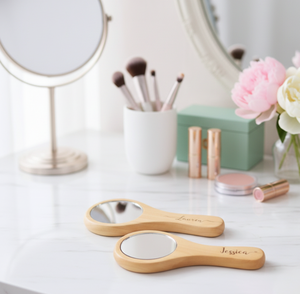 Espejo de Maquillaje de Madera con Mango Personalizado Grabado con Nombre, Regalos para el Día de San Valentín, Año Nuevo, Fiestas, Portátil para Chicas - Product Image 6