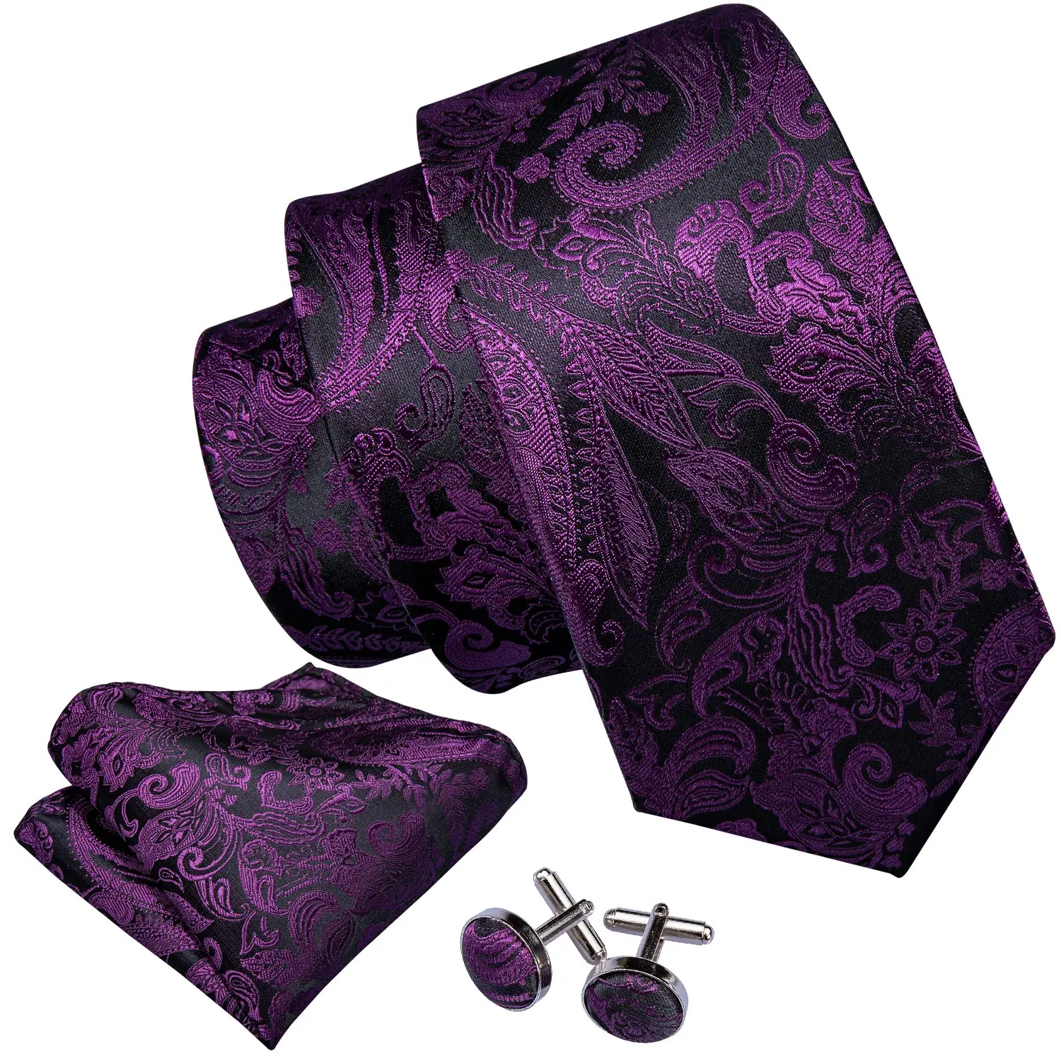 Stock Handmade Jacquard Woven Silk Neckties Men Paisley Purple Tie