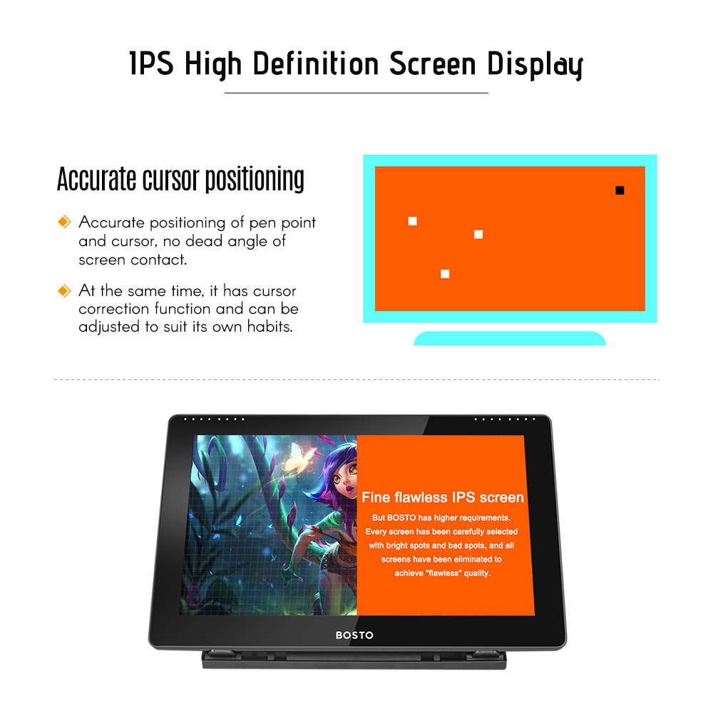 BOSTO 16HD 15.6'' IPS Display Drawing Tablet with 8192 Pressure