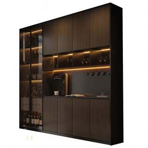 Mueble Bar Moderno con Puerta de Vidrio LED, Estantes de Almacenamiento y Aparador Integrado para Comedor, Mueble de Exhibición de Vino de Lujo - Product Image 3