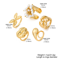 Ensemble de bagues empilables massives plaquées or avec strass en cristal, bagues dôme géométriques audacieuses, cadeaux pour femmes