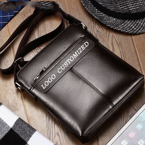High Quality Custom Print Logo Waterproof <b>Soft</b> PU <b>Leather</b> Fashion Vintage Letter Pattern Messenger Shoulder <b>Bag</b> for Men - Product Image 6