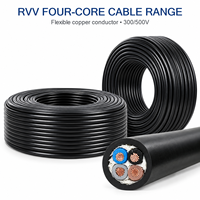 Kabel Kontrol Tembaga Fleksibel 4x1.5mm2 RVV 4 Inti Berisolasi PVC Hitam Bulat Kawat Listrik 300/500V