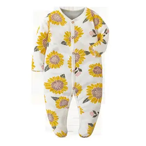 Nouveau-né infantile bébé garçon fille vêtements imprimer couleur à manches longues barboteuse combinaison une pièce body automne tenue bébé barboteuses