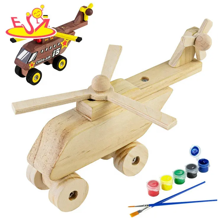 Casa attività artigianali bambini aereo in legno incompiuto per la pittura W03A159