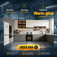 Lemari Dapur Dinding Modular Kayu Lapis Custom, Rel Laci Desain Minimalis Modern 5+ Laci, Ukuran dan Warna Dapat Disesuaikan