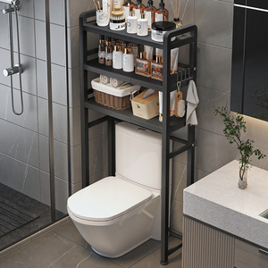 Nuevo estante de inodoro de 3 capas para el hogar de metal, <span class=keywords><strong>lavadora</strong></span> de ancho escalable, soporte de almacenamiento superior, suministros de baño, estante de organización - Product Image 2