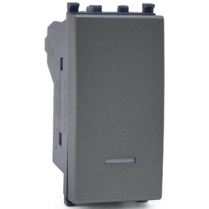 Grey Single Pole <b>Push</b> Button With Indicator <b>Light</b> Compatible With Vimar Arke - Product Image 1