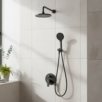 Ensemble de robinetterie de douche murale noir mat encastré avec mitigeur