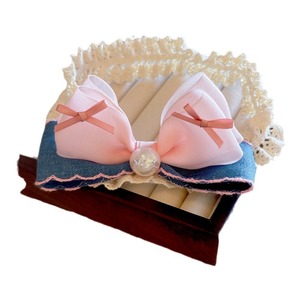 ربطة رأس للأطفال بتصميم دانتيل أثيري، عصابة رأس بنمط قديم مع فيونكة جينز ثلاثية الأبعاد للفتيات - Product Image 5