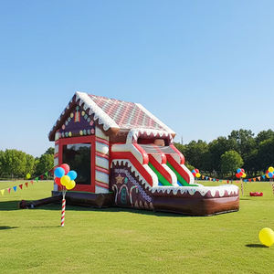 Castillo inflable comercial personalizado de PVC duradero con impresión digital para parque de Navidad, con tobogán y piscina. - Product Image 1