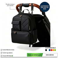 Sac à dos utilitaire à 17 poches, sac à couches avec porte-bouteilles isothermes, poignée pour chariot, sangles pour poussette et matelas à langer inclus