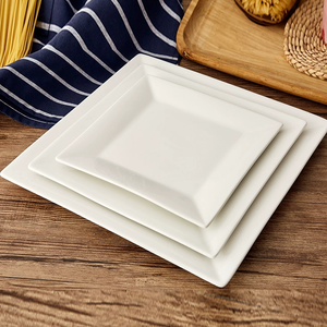 Assiette Carrée Plate en Porcelaine Blanche Premium, Vaisselle Classique pour Restaurant et Hôtel - Product Image 1