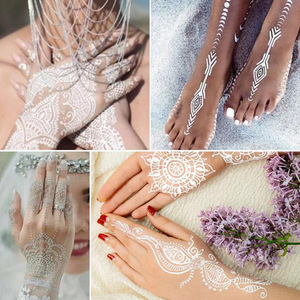 <b>White</b> <b>Lace</b> Tattoo Sticker Temporary Henna Design For Hand Body Art Indian Style PET Film Digital Printing One Size - Product Image 4