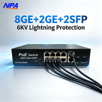 Commutateur PoE Gigabit 8 ports d'usine, 2 ports UTP, 2 ports SFP, 10/100/1000 Mbps, Ethernet, IEEE 802.3, CCTV, IP, AP-3048GE