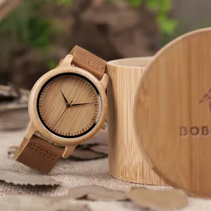 Мужские деревянные часы BOBO BIRD Relojes из кожи и бамбука в роскошной подарочной деревянной коробке