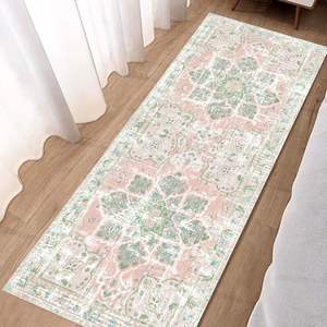 Tapis de couloir persan en velours cristal à motif médaillon, antidérapant, pour la décoration de la maison, 2x6 pieds - Product Image 4