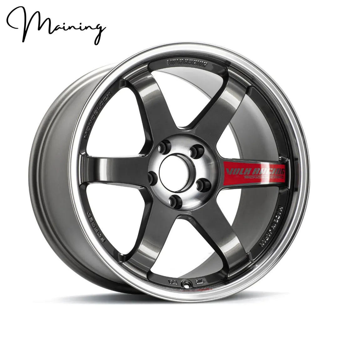 5x100 5x112 5x114.3 15 16 17 18 19 20 Inch Double Spell Silver Grey Forged Sport Rim TE37 Saga High Performance Track Wheels