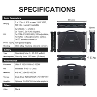 Robuuste industriële triple-screen laptop 17,3 inch draagbare computer RTX 4060 8GB IP65 brede temperatuurbereik 16GB DDR5