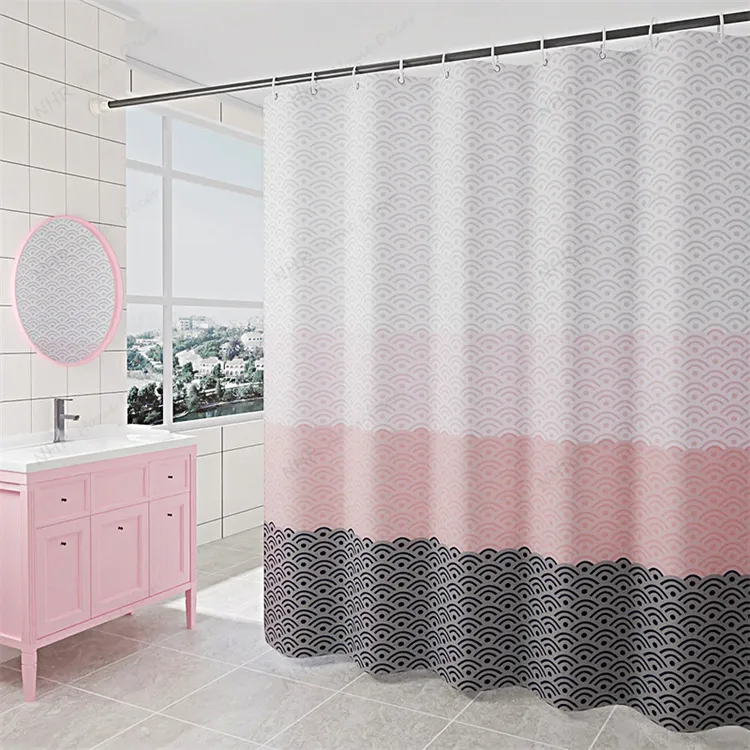 Nordic Geometric Color Block Bath Curtains Pattern Waterproof Bath Curtain Extra Large Wide Bathroom Sets With Rugs Shower Curta