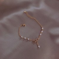 Bracelets en strass avec nœud papillon pour filles, étudiantes, simples, doux, en perles artificielles, bijoux cadeaux