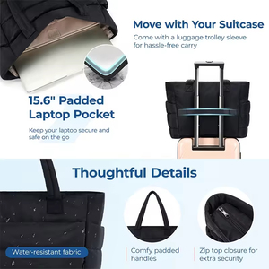 Custom Logo Large Capacity Puffy <strong>Tote</strong> <strong>Bag</strong> <strong>with</strong> <strong>Compartments</strong> Lightweight Puffer Travel <strong>Bag</strong> Women's Handbags for Daily Use - Product Image 4