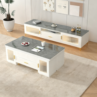 Table combinée café-salle à manger 2-en-1, style crème, convertible, mobile, multifonctionnelle, avec plateau relevable et pliable, plateau en verre, pour la maison et le salon