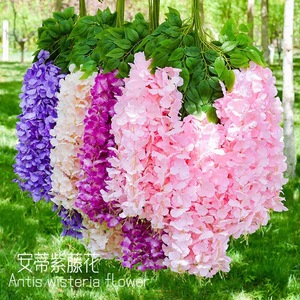 Fleurs artificielles Gian Wisteria en plastique et soie, décorations de plafond pour mariage, extérieur et décoration intérieure - Product Image 2