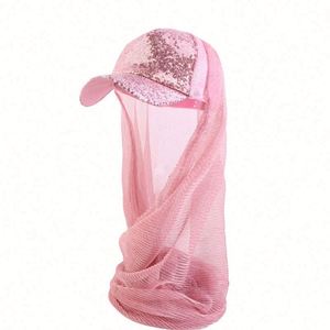 Casquette de baseball musulmane en maille avec visière à sequins, accessoires capillaires décontractés réglables pour l'extérieur, avec logo personnalisé, pour femmes, vente en gros - Product Image 6