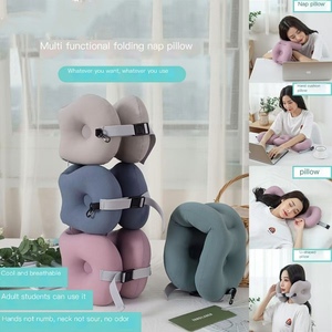 Almohada de Viaje en Forma de U, Tejida, para <span class=keywords><strong>Siesta</strong></span> en la Oficina, con Partículas de Espuma, Diseño Plegable, Posicionador para una Comodidad Óptima del Cuello, para Uso en Hoteles y Viajes - Product Image 2