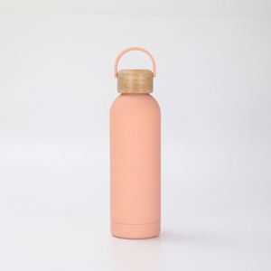 Custom Logo Available <b>Small</b>-Mouth Insulated Cup Outdoor Sports Water Bottle <b>Flask</b> With Portable Handle Bamboo and Wooden Lid - Product Image 5