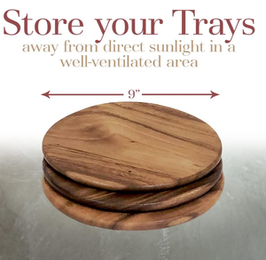 Meilleures ventes Ensemble économique de <span class=keywords><strong>4</strong></span> assiettes rondes en bois <span class=keywords><strong>d</strong></span>'acacia pour servir des charcuteries, des sushis, des desserts, du pain - Product Image 5